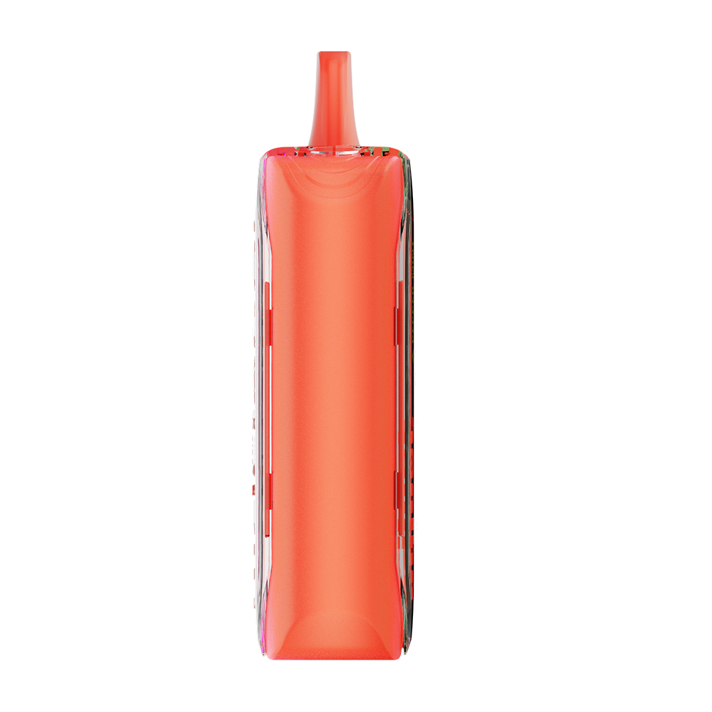 Adjust MyFlavor Mixed Mint vape device with a vibrant turquoise and orange design. Features an interactive screen for 6 adjustable mint flavors, Burst Mode (up to 20K puffs) and Normal Mode (up to 40K puffs), offering a customizable vaping experience.