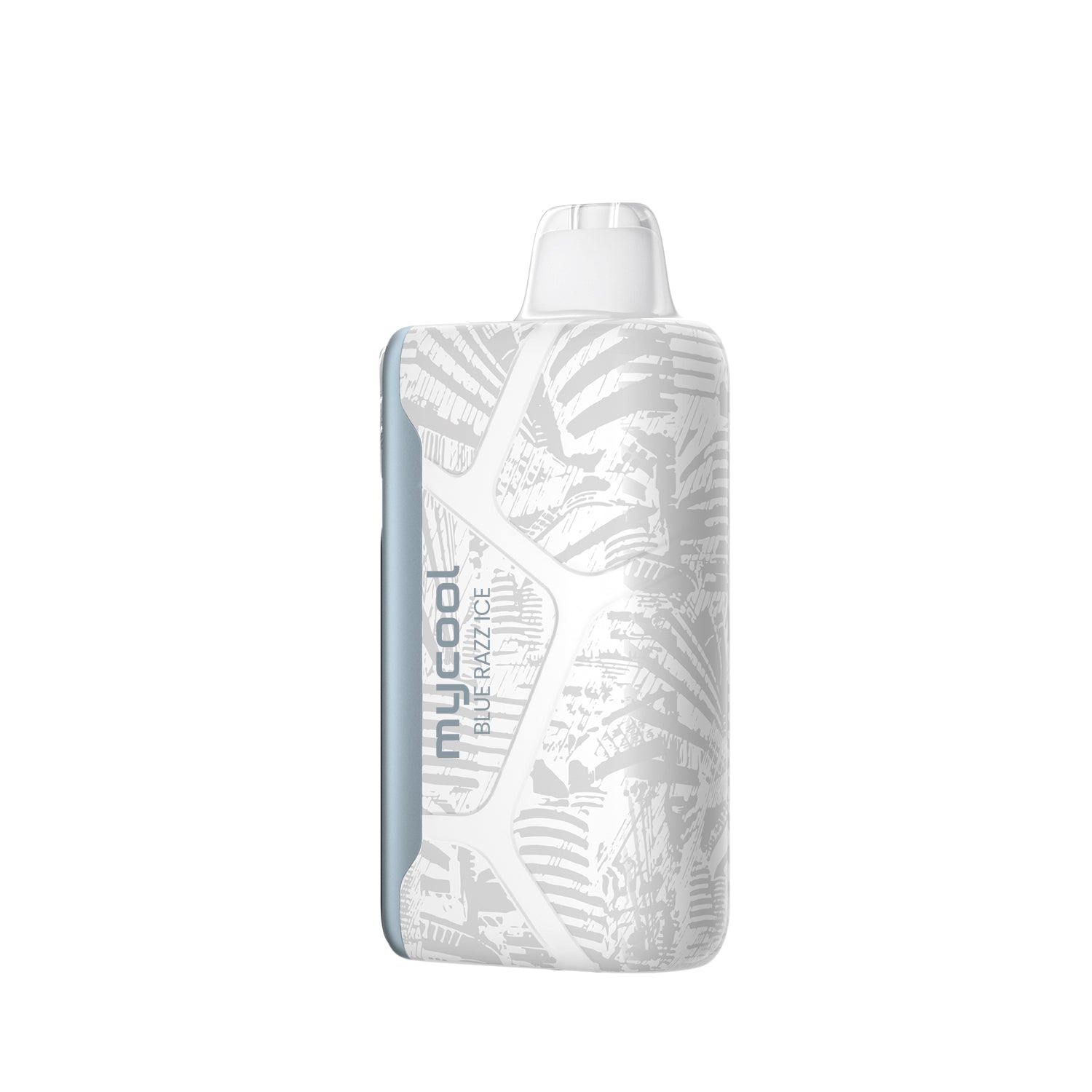 Adjust MyCool Blue Razz Ice 40K Puffs Disposable Vape - Featuring a refreshing blue raspberry with ice flavor and adjustable cooling feature, 5% nicotine strength, soft blue and white design.
