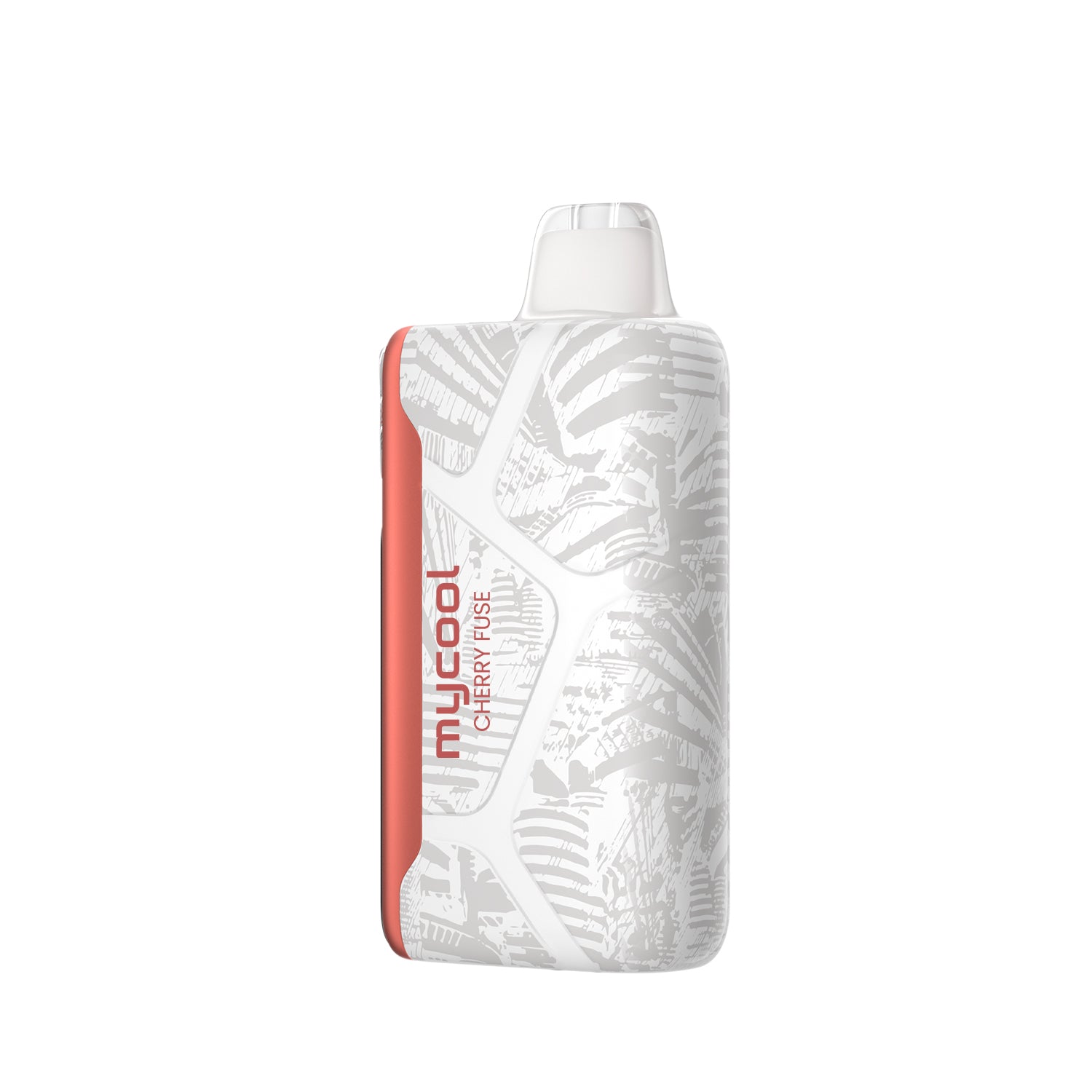 Adjust MyCool Cherry Fuse 40K Puffs Disposable Vape Packaging - Featuring a cherry and fruit fusion flavor with adjustable ice cooling feature, 5% nicotine strength, bold red and white design, and a prominently displayed nicotine warning label.