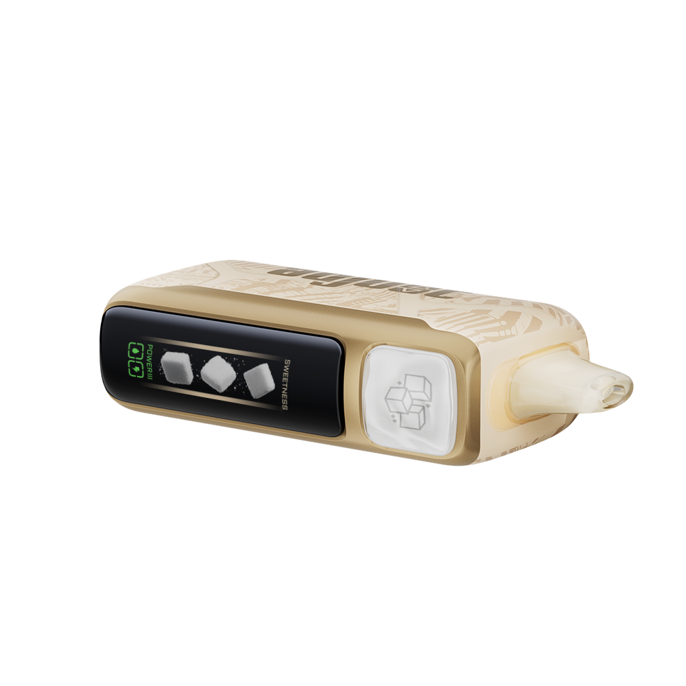 Adjust MySweet Lemon Heads Vape Device - Compact yellow design with adjustable sweetness levels, interactive screen display, and rechargeable functionality for up to 40K puffs.