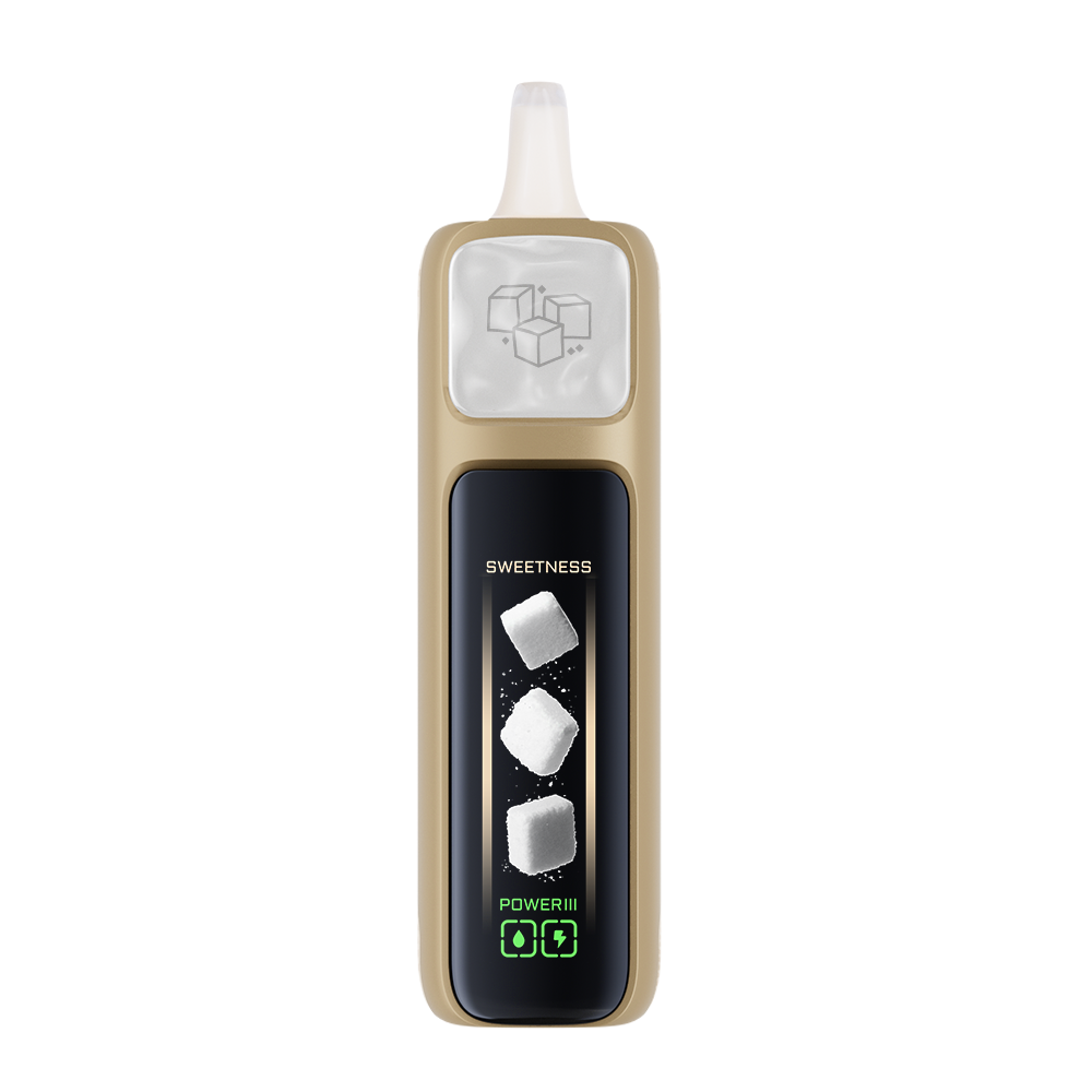 Adjust MySweet Lemon Heads Vape Device - Compact yellow design with adjustable sweetness levels, interactive screen display, and rechargeable functionality for up to 40K puffs.