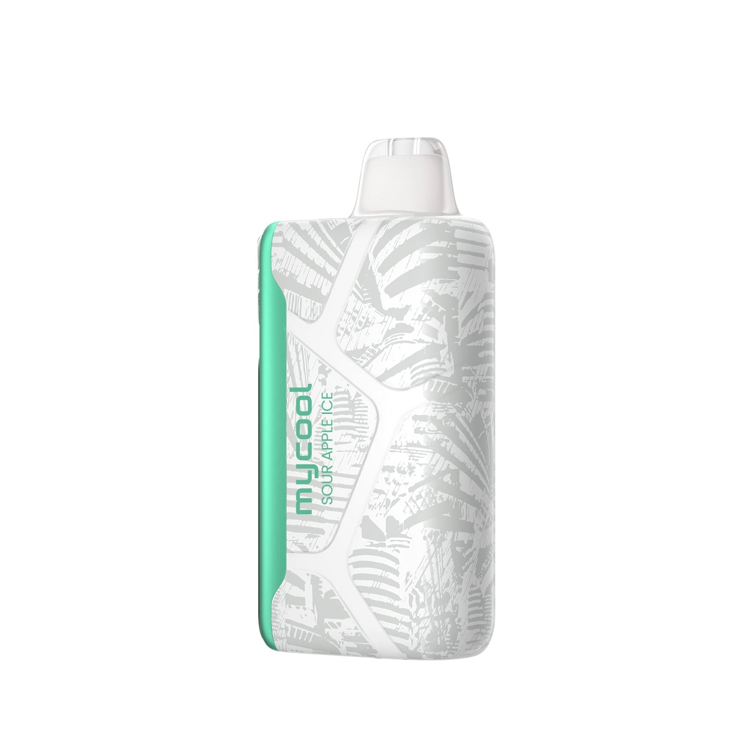 Adjust MyCool Sour Apple Ice 40K Puffs Disposable Vape- Featuring a sleek design with white and green accents, this adjustable disposable vape delivers a smooth Sour Apple Ice flavor with customizable cooling levels. 40K puffs, 5% nicotine strength, and a cooling feature with 5 adjustable levels. Nicotine warning label included for safety.