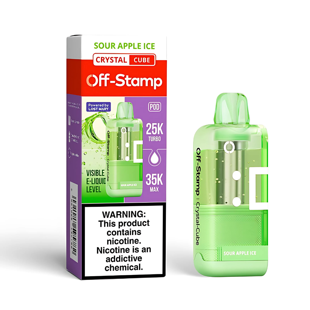 Sour Apple Ice – Off Stamp X-Cube Crystal Cube | 35K Puffs