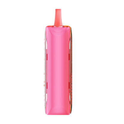 Adjust MyFlavor Strawberry Banana vape device featuring a sleek design with a vibrant pink and yellow color scheme. Offers 6 adjustable flavor profiles, customizable burst and normal puff modes, and an interactive screen for a personalized vaping experience.