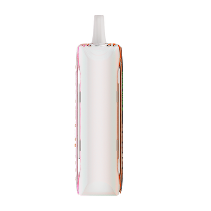 Adjust MyFlavor Tangerine White Gummy vape device with a vibrant orange and white design. Features 6 adjustable flavor profiles, including Tangerine White Gummy, with Burst Mode (up to 20K puffs) and Normal Mode (up to 40K puffs), offering a customizable vaping experience with an interactive screen.