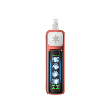 Adjust MyCool Tigers Blood 40K Puffs Disposable Vape - White and coral-colored device featuring a tropical blend of fruit flavors with adjustable cooling levels, 5% nicotine strength, and a vibrant design, with a clear display of customizable options.